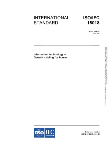 International Standard Isoiec 15018 Information Technology Generic Cabling For Homes Isoiec Copyright Office