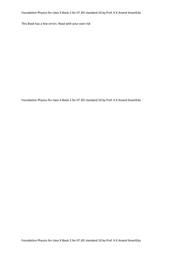 Foundation Physics For Class X Book 2 For Iit Jee Standard 10 K K Anand