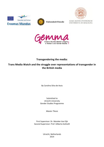 Transgendering The Media Trans Media Watch And The Struggle Over Representations Of Transgender In The British Media Silva De Assis