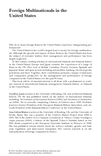 Foreign Multinationals In The United States Management And Performance Geoffrey G Joneseditor