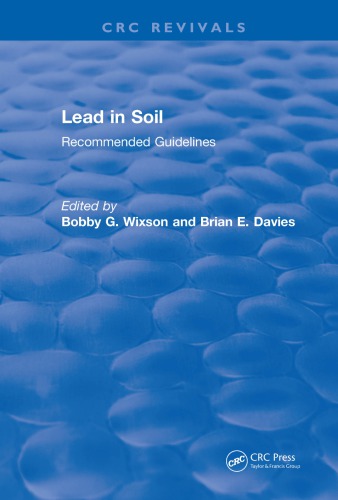 Lead In Soil Recommended Guidelines Davies Brian E Wixson