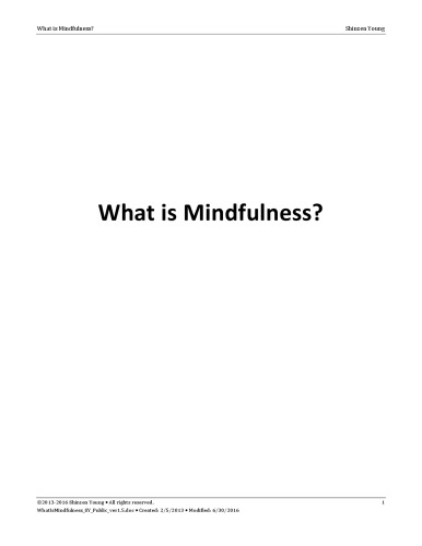 What Is Mindfulness Shinzen Young