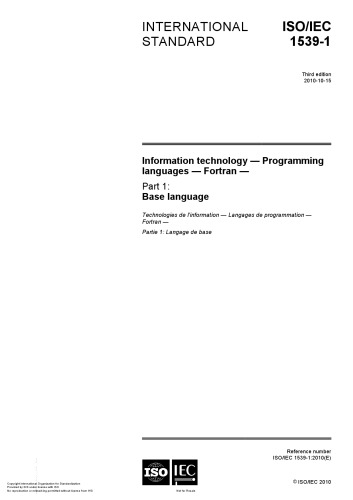 Isoiec 153912010 Programming Languages Fortran Base Language 3rd Edition Isoiec