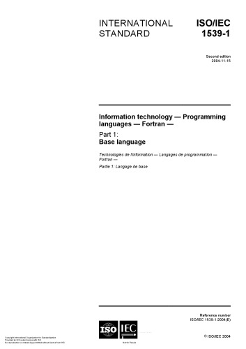 Isoiec 153912003 Programming Languages Fortran Base Language 2nd Edition Iso Iec Jtc1 Sc22