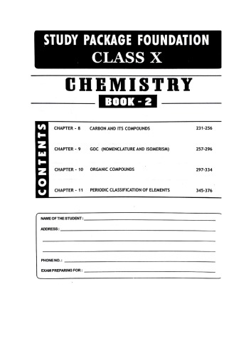 Foundation Chemistry For Class X Part B Standard 10 For Iit Jee Foundation K K Anand Chennai