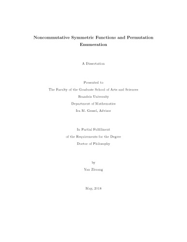 Noncommutative Symmetric Functions And Permutation Enumeration Phd Thesis Yan Zhuang