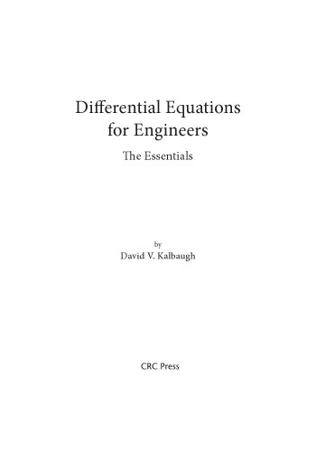 Differential Equations For Engineers The Essentials David V Kalbaugh