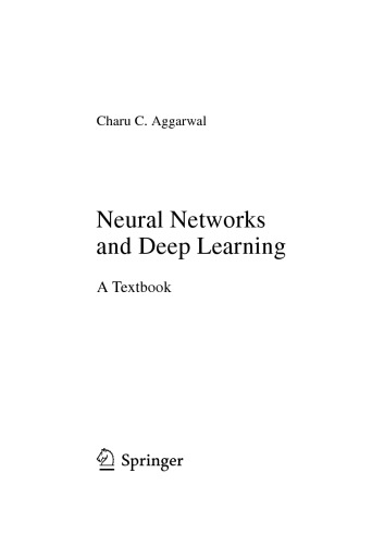 Neural Networks And Deep Learning A Textbook Charu C Aggarwal