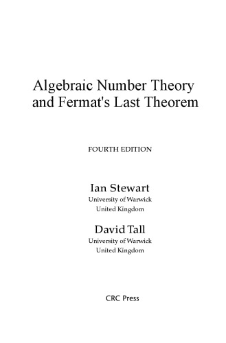 Algebraic Number Theory And Fermats Last Theorem 4th Ed David Tall