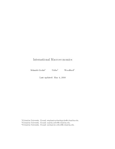 International Macroeconomics Stephanie Schmittgrohe Martin Uribe