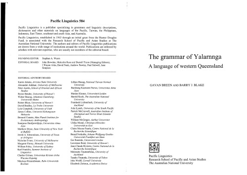 The Grammar Of Yalarnnga A Language Of Western Queensland Breen