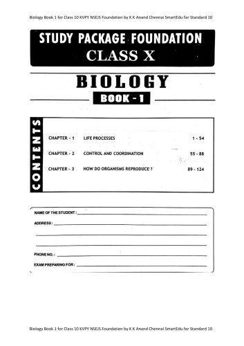 Biology Book 1 For Class 10 K K Anand Chennai