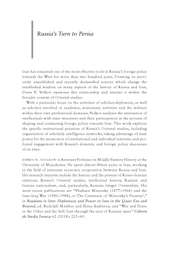 Russias Turn To Persia Orientalism In Diplomacy And Intelligence Denis V Volkov