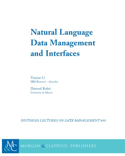 Natural Language Data Management And Interfaces Yunyao Li Davood Raei