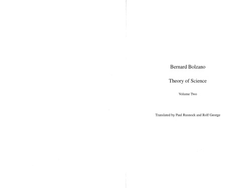 Theory Of Science Bernard Bolzano