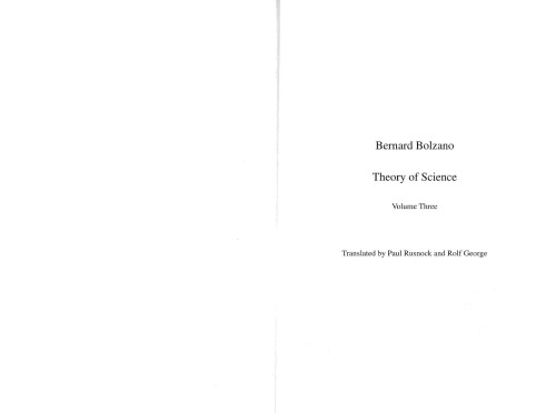 Theory Of Science Bernard Bolzano