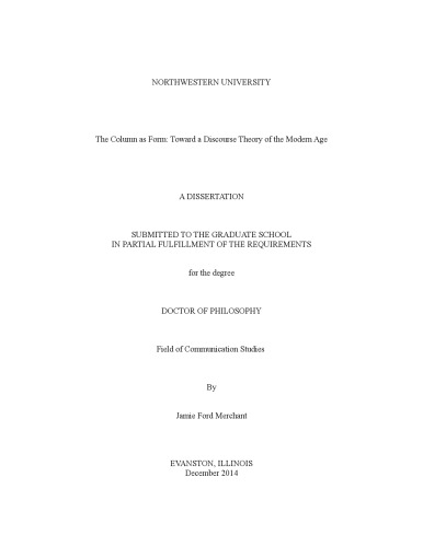 The Column As Form Toward A Discourse Theory Of The Modern Age Jamie Ford Merchant