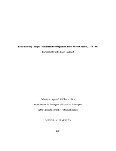 Remembering Things Transformative Objects In Texts About Conflict 11601390 Elizabeth Bonnette Eliott Lockhart