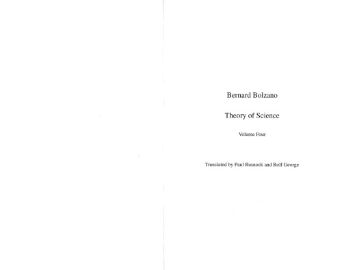 Theory Of Science Bernard Bolzano