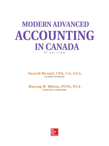 Modern Advanced Accounting In Canada 8th Darrell Herauf Murray W Hilton