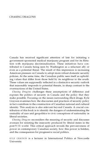 Chasing Dragons Security Identity And Illicit Drugs In Canada Kyle Grayson