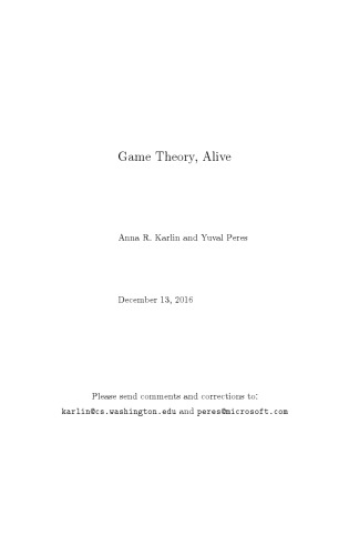 Game Theory Alive Draft Anna R Karlin Yuval Peres