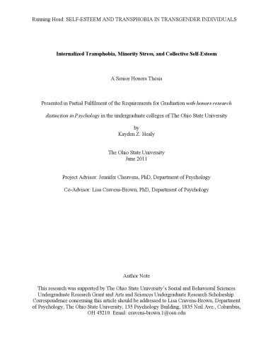 Internalized Transphobia Minority Stress And Collective Selfesteem Healy