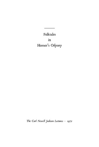 Folktales In Homers Odyssey Facsimile Denys Lionel Page