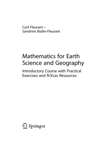 Mathematics For Earth Science And Geography Introductory Course With Practical Exercises And Rxcas Resources Cyril Fleurant