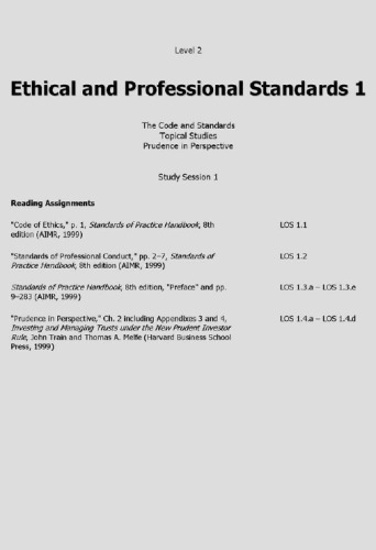Cfa Program Curriculum Vol 1 Ethical And Professional Standards Level 2 2012 Coll