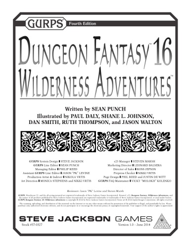 Gurps 4th Edition Dungeon Fantasy 16 Wilderness Adventures Sean Punch
