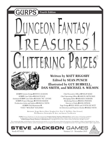 Gurps 4th Edition Dungeon Fantasy Treasures 1 Glittering Prizes Matt Riggsby