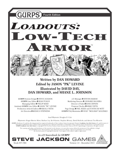 Gurps 4th Edition Loadouts Lowtech Armor Dan Howard