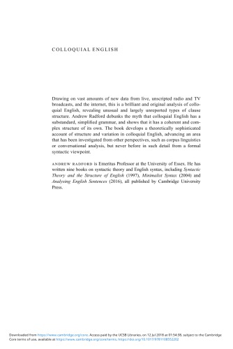 Colloquial English Structure And Variation Andrew Radford