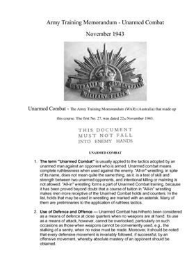 Army Training Memorandum Unarmed Combat Anon