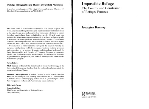 Impossible Refuge The Control And Constraint Of Refugee Futures Georgina Ramsay