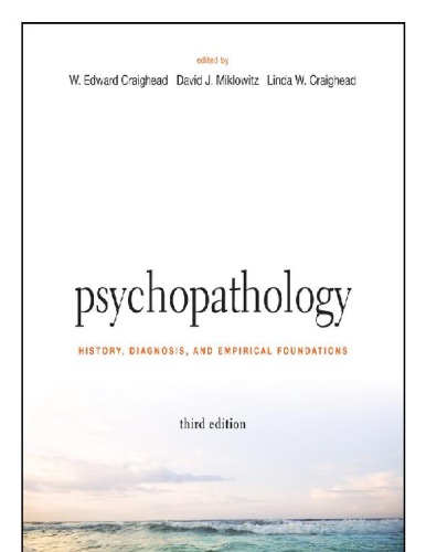 Psychopathology 3rd W Edward Craighead David J Miklowitz Linda W Craighead