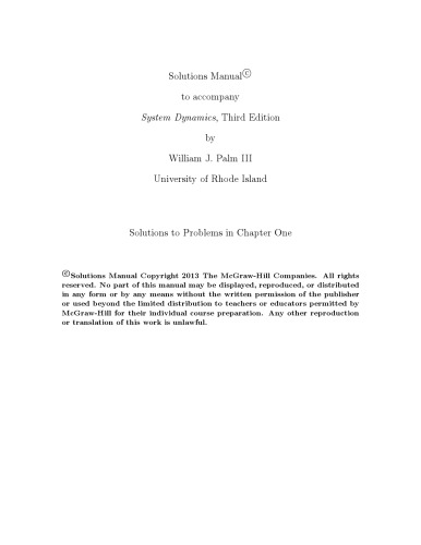 System Dynamics Instructor Solution Manual 3rd William J Palm Iii