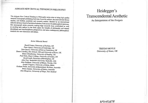Heideggers Transcendental Aesthetics An Interpretation Of The Ereignis Moyle