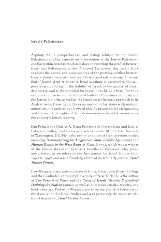 Israels Palestinians The Conflict Within Ilan Peleg Dov Waxman