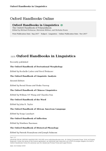 The Oxford Handbook Of Polysynthesis Michael Fortescue Marianne Mithun