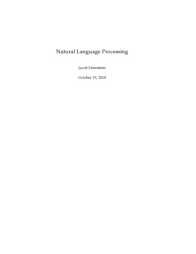 Natural Language Processing 1st Edition Jacob Eisenstein