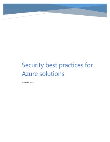 Security Best Practices For Azure Solutions Microsoft
