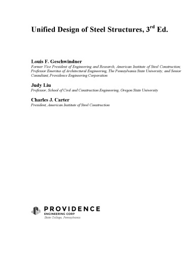Unified Design Of Steel Structures 3rd Ed Carter Charles J Geschwindner