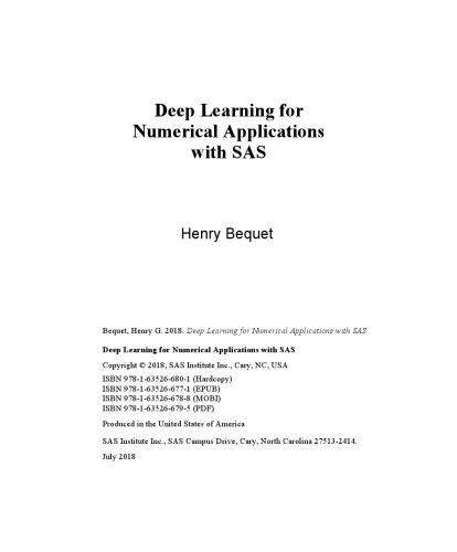 Deep Learning For Numerical Applications With Sas Henry Bequet