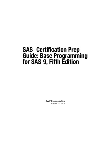 Sas Certification Prep Guide Base Programming For Sas9 5th Ed Sas