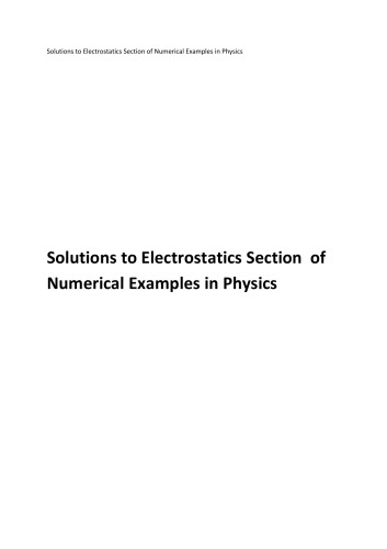 N N Ghosh Electrostatics Solutions To Numerical Examples In Physics N N Ghosh