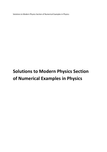 N N Ghosh Modern Physics Solutions To Numerical Examples In Physics For Iit Jee And Olympiads N N Ghosh