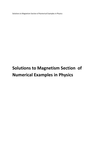 N N Ghosh Magnetism Solutions To Numerical Examples In Physics For Iit Jee And Olympiads N N Ghosh
