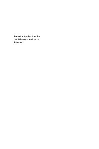 Statistical Applications For The Behavioral And Social Sciences 2nd Edition K Paul Nesselroade Jr